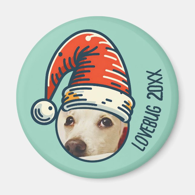 Custom Christmas Santa Personalized Pet Photo Magnet (Front)