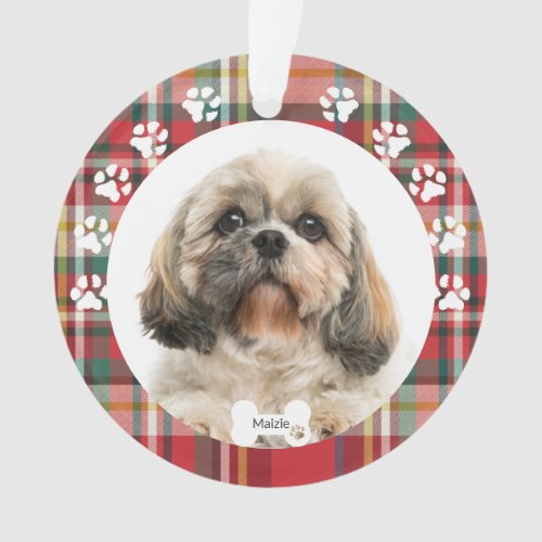 Custom Christmas Shih Tzu Dog Pet Photo Holiday Ornament