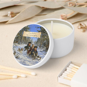 Custom Christmas Sled Ride through the woods Mini Candle Favors