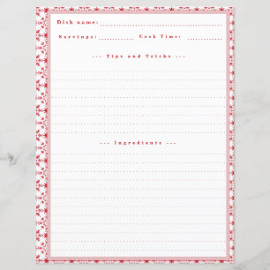 Custom Christmas Snowflake Recipe Card for Binder