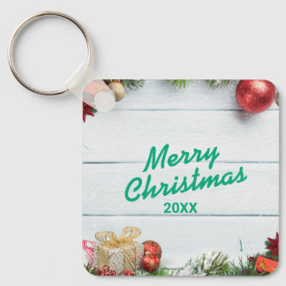 Custom Christmas Square Metal Keychain