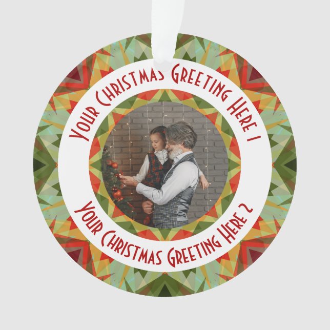 Custom Christmas Star Jolly Green Photo Greeting Ornament (Front)