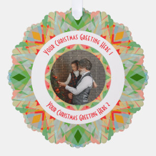 Custom Christmas Star Jolly Green Photo Greeting Ornament Card