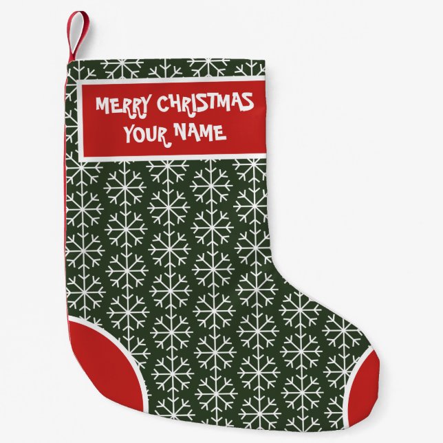 Custom Christmas stocking with snowflake pattern (Front)