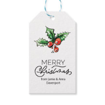 Custom Christmas Tag with Watercolor Elements