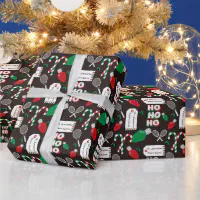 Cute Santa Christmas wrapping paper name | Zazzle