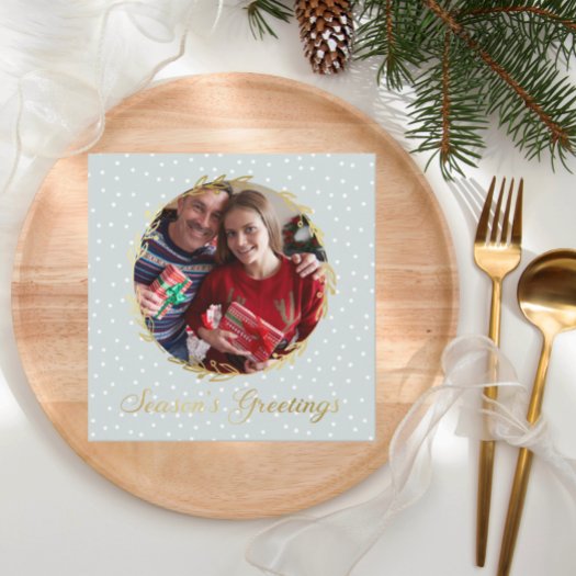 Custom Christmas Three Photos Season's Greeting