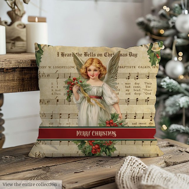 Custom Christmas Throw Pillow Retro Angel Style (Custom Christmas Throw Pillow Retro Angel Style)