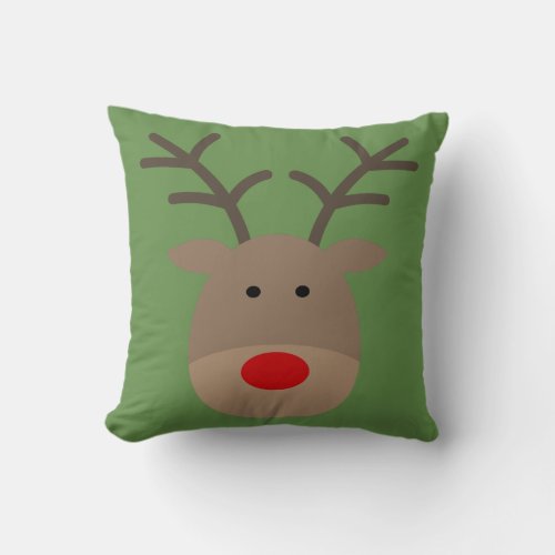 Custom Christmas throw pillow with cute reindeer
