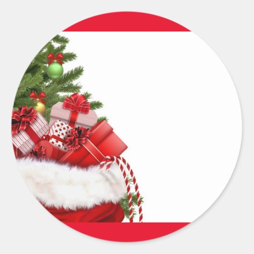 Custom Christmas Tree And Gifts Blank Template Classic Round Sticker