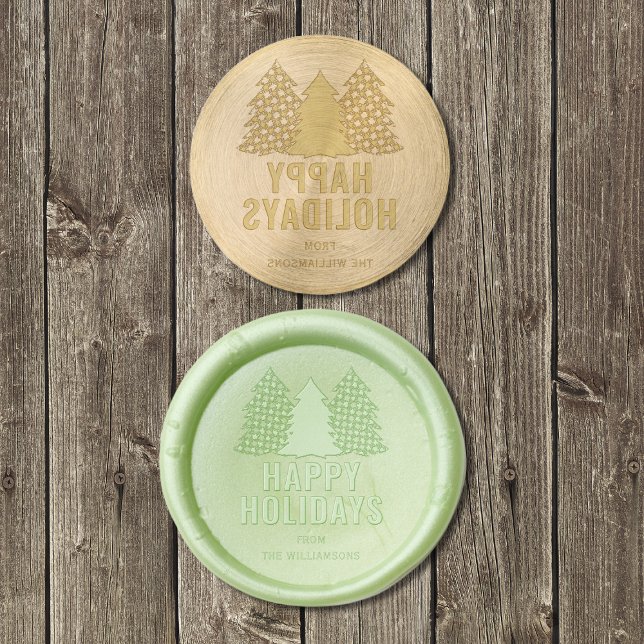 Custom Christmas Tree Happy Holidays Family Wax Seal Stamp (Creator Uploaded)