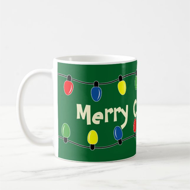 Custom Christmas tree lights decoration coffee mug (Left)