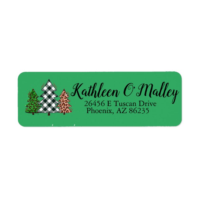 Custom Christmas Tree Pattern Return Address  Label (Front)