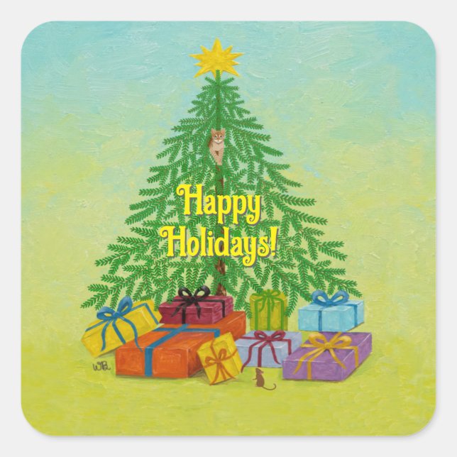 Custom Christmas tree Square Sticker (Front)