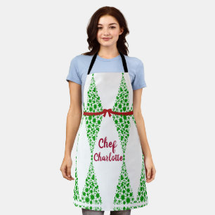 Custom Christmas Tree Theme Green Chef Apron