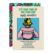 Custom Christmas Ugly Sweater Party Pop Art Invitation