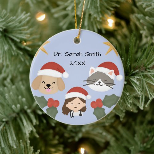 Custom Christmas Vet Friends Ceramic Ornament