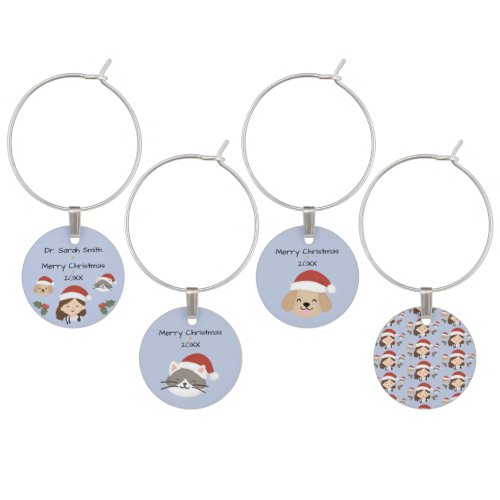 Custom Christmas Vet Friends Wine Charm