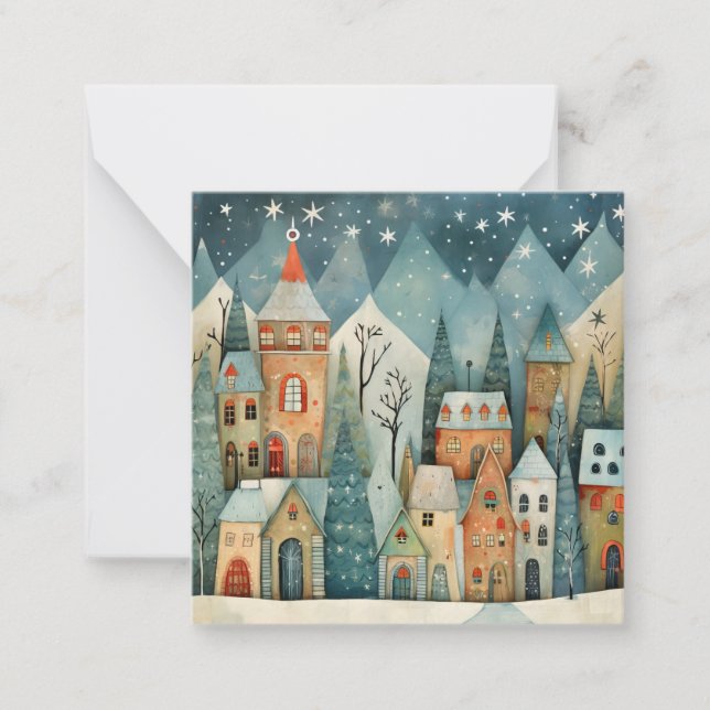 Custom Christmas Village Note Card (Front)