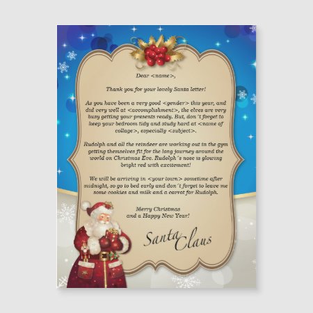 Custom Christmas Vintage Blue Letter From Santa…