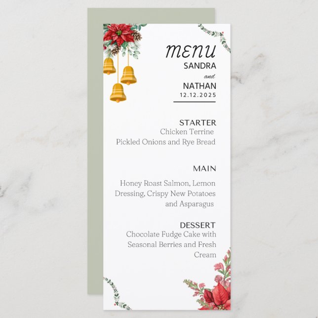 Custom Christmas wedding menu (Front/Back)