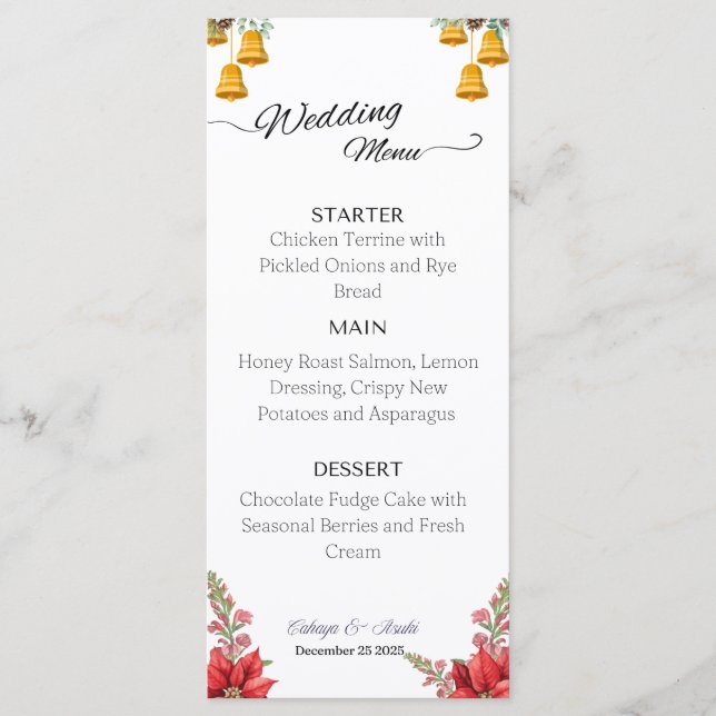 Custom Christmas wedding menu (Front)