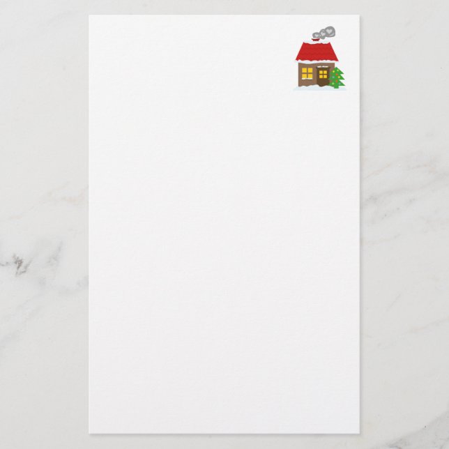 Custom Christmas wonderland house stationery paper (Front)