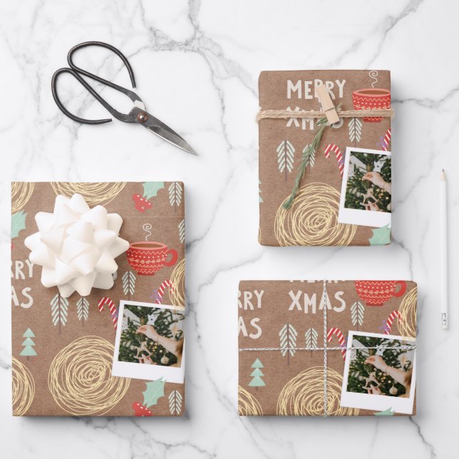 Custom Christmas Wrapping Paper Flat Sheet  (Front)
