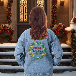 Custom Christmas Wreath Family Party Denim Jacket