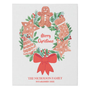 Custom Christmas Wreath  Faux Canvas Print
