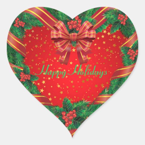Custom Christmas Wreath Heart Sticker