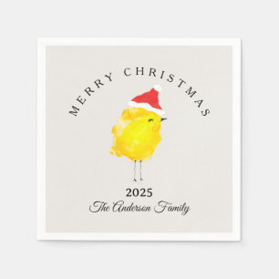 Custom Christmas yellow chicken chick santa Napkins