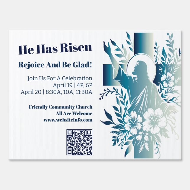 Custom Church Christian Jesus Cross Easter  Sign (Front)