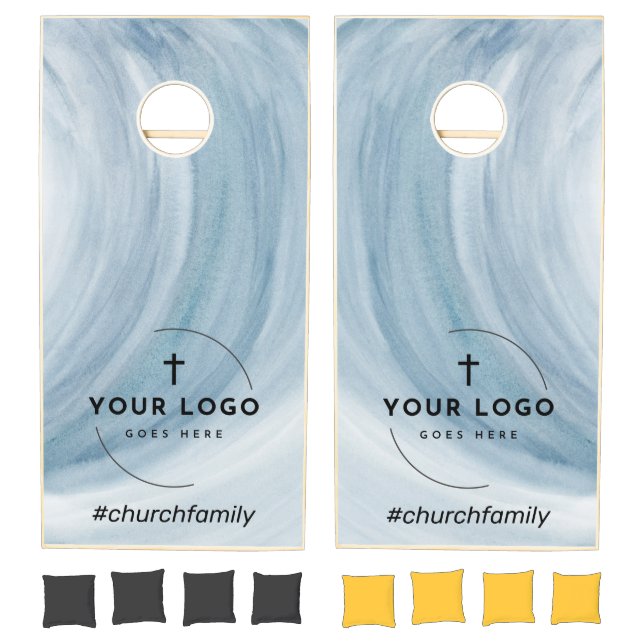Custom Church Logo Blue Swash Cornhole Set (Set)
