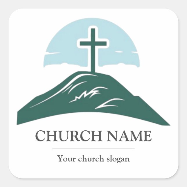 Custom Church Logo Branded  Square Sticker (Front)