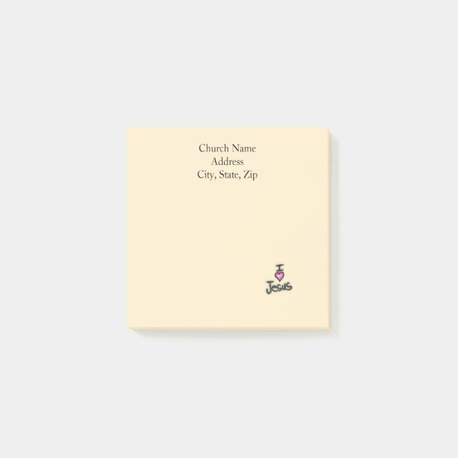 Custom Church Name I Love Jesus  Post-it Notes (Front)