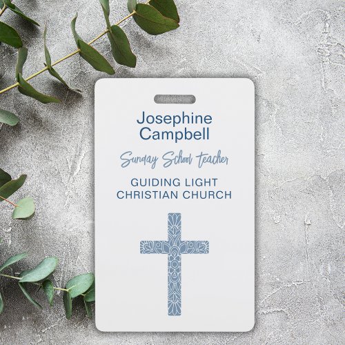 Custom Church Staff Volunteer Event Name Blue Badge