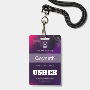 Custom Church Usher Ministry Name Badge Template
