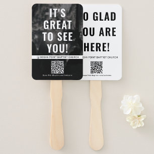 Custom Church Welcome Fan with QR Code