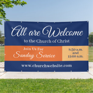 Custom Church Welcome Sign Hanging Banner   Outdoo