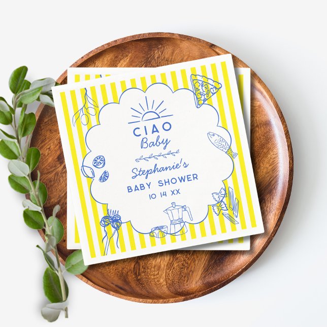 Custom Ciao Baby Italian Themed Baby Shower Decor Napkins (Creator Uploaded)