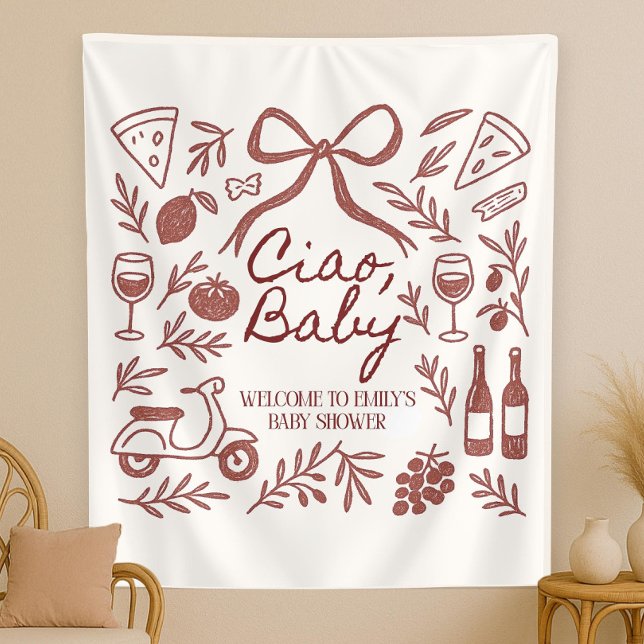 Custom Ciao Baby Shower Photo Backdrop Personalize (Creator Uploaded)