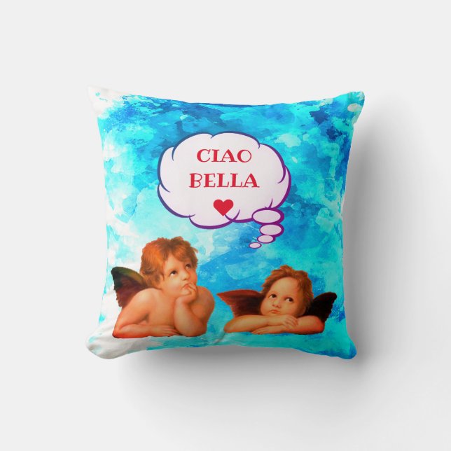Custom CIAO BELLA Cherubs Angels Valentines Throw Pillow (Front)