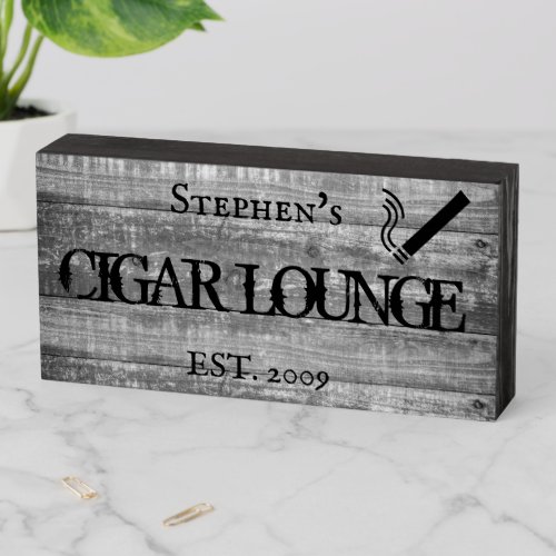 Custom Cigar Lounge Bar Personalized Gift Wooden B Wooden Box Sign