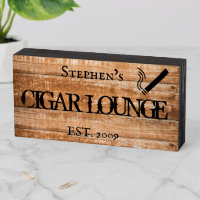 Custom Cigar Lounge Bar Personalized Gift Wooden Box Sign