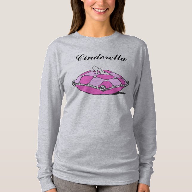 Custom Cinderella Slipper on Pink Vintage Art Tee (Front)