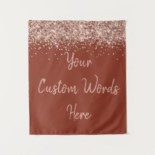 Custom Cinnamon and Rose Gold Birthday Party Photo Tapestry