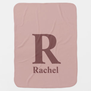 Custom Cinnamon Rose Initial/First/Family Name Baby Blanket