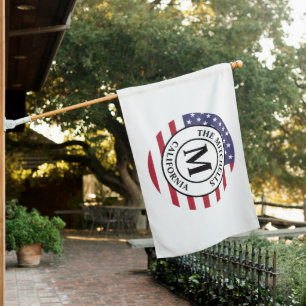 Custom Circle Family Name Monogram State American House Flag
