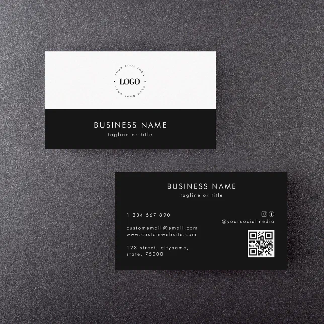 Custom Circle Logo | Professional Company QR Code Business Card | Zazzle